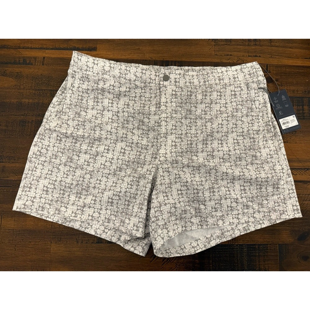 VRST Men's 5 Resort Short Print White/Silver Stamped Swim Trunks Shorts XL  New